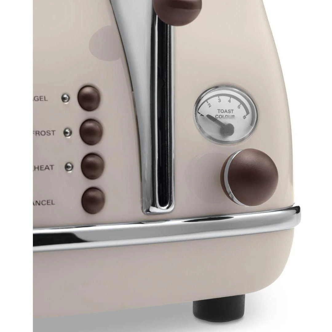 DeLonghi Icona Vintage 1800W 4 Slice Toaster - Beige | CTOV4003.BG - Image 2