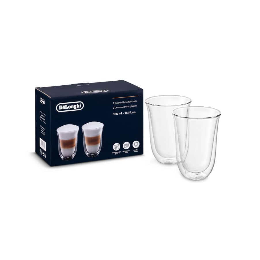 DeLonghi Latte Glasses Set Pack of 2 - Transparent | DLSC312