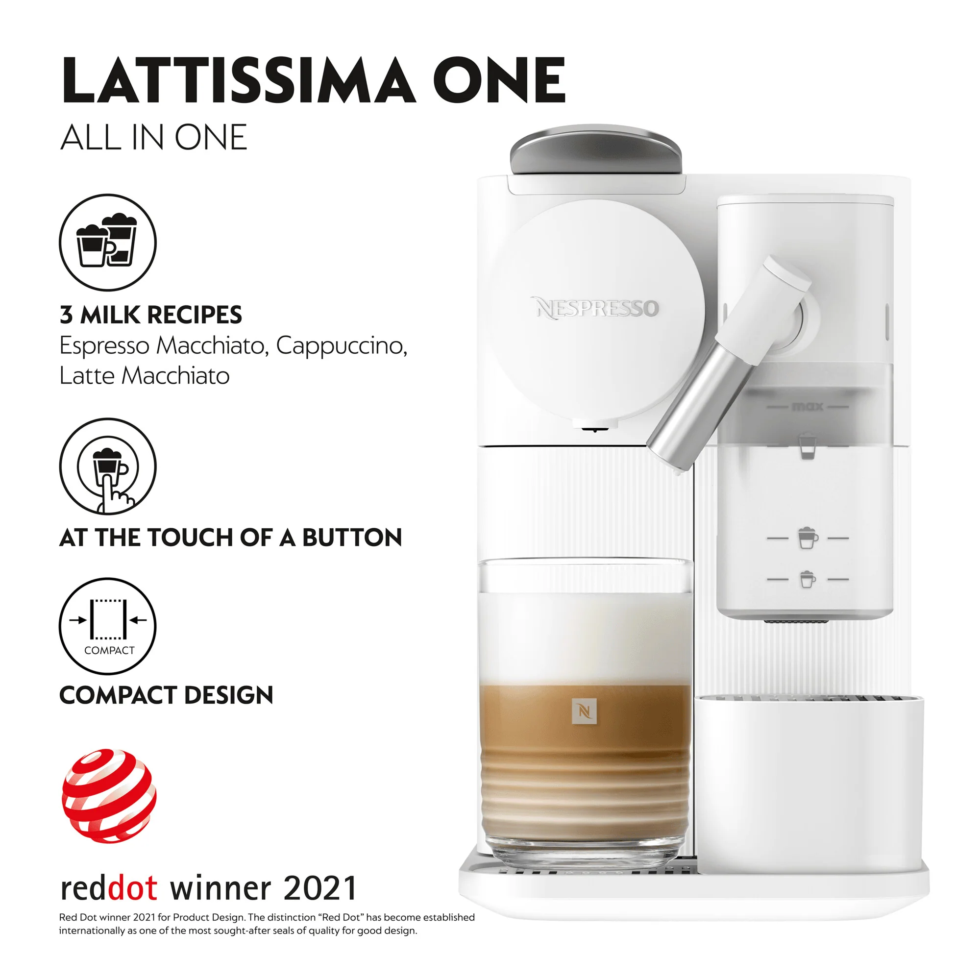 DeLonghi Lattissima One Nespresso Coffee Machine - White | EN510.W - Image 6