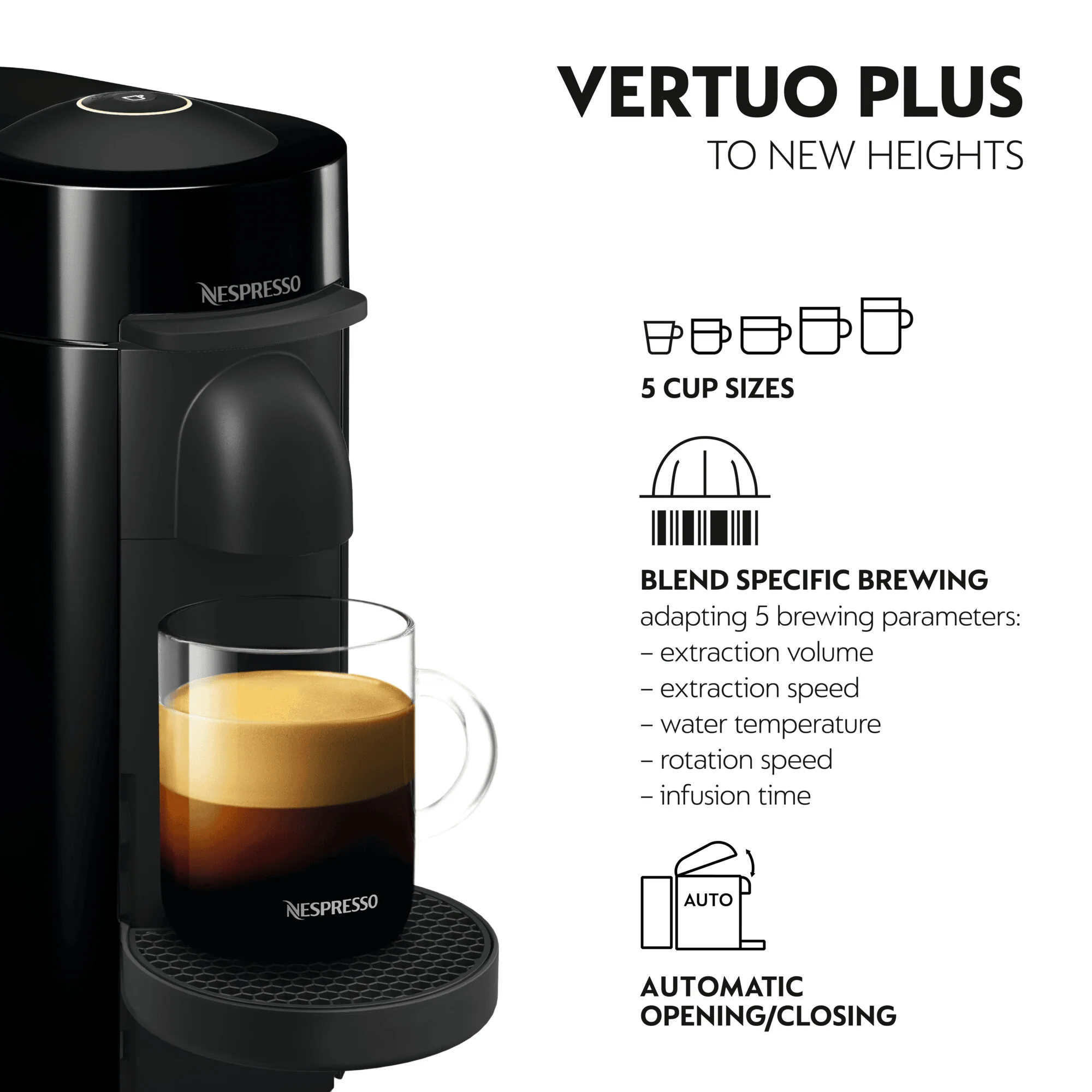 DeLonghi Nespresso Vertuo Plus Capsule Coffee Machine - Black | ENV150.B - Image 3