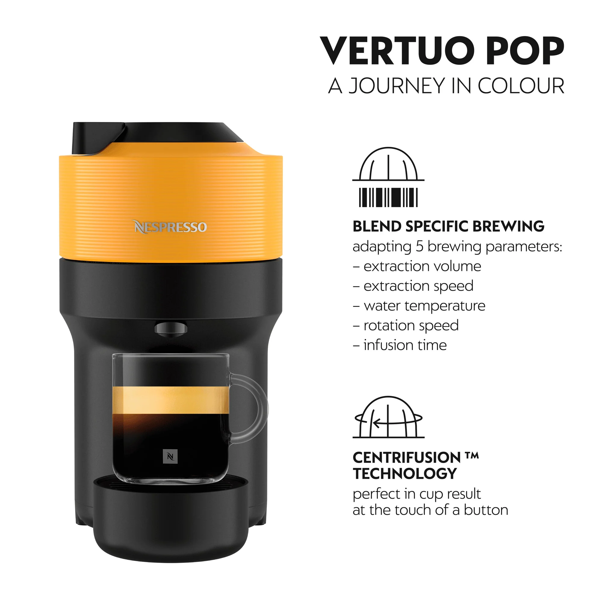 DeLonghi Nespresso Vertuo Pop Coffee Machine - Yellow | ENV90.Y - Image 3