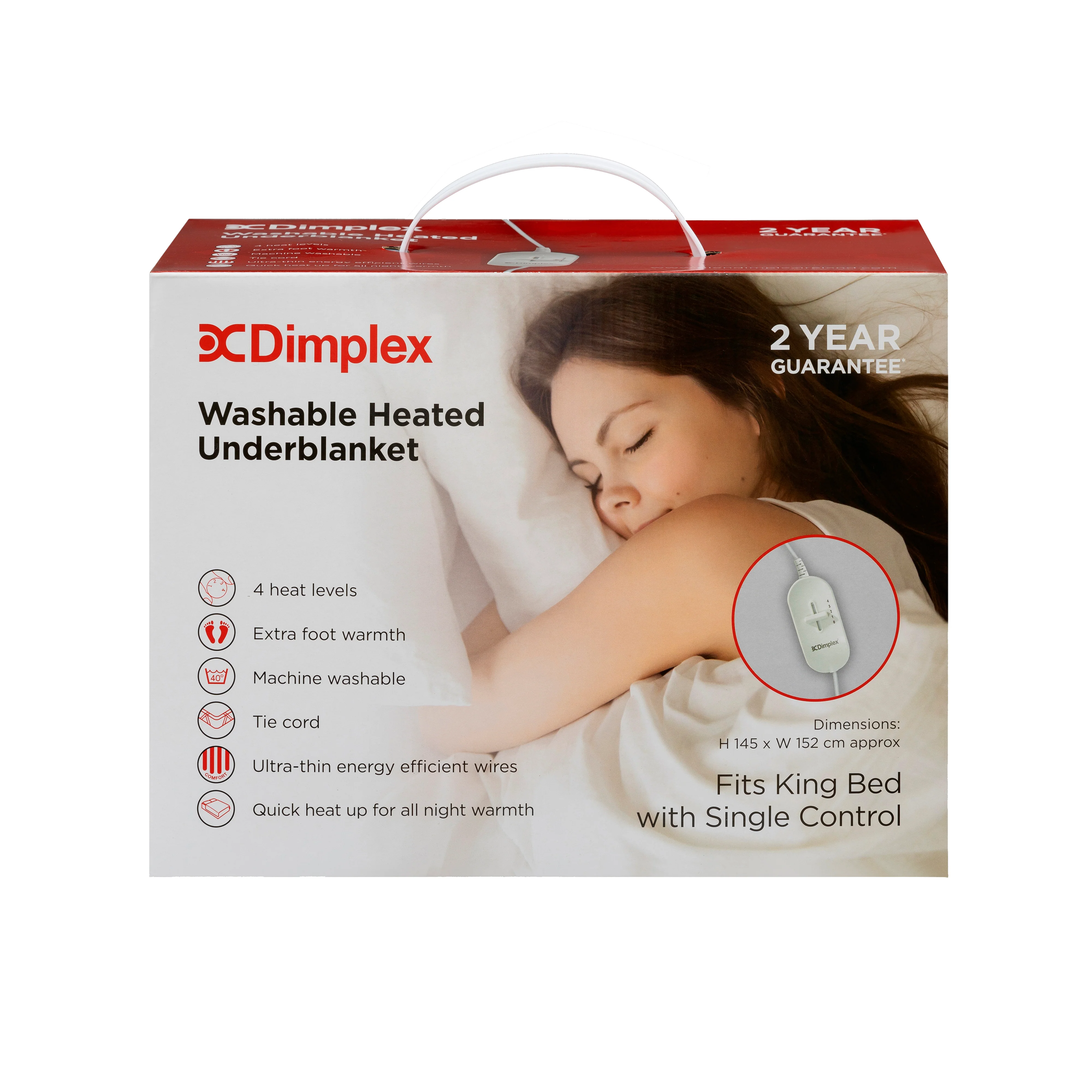 Dimplex King Size Washable Electric Heated Underblanket - White | DUB1003 - Image 3