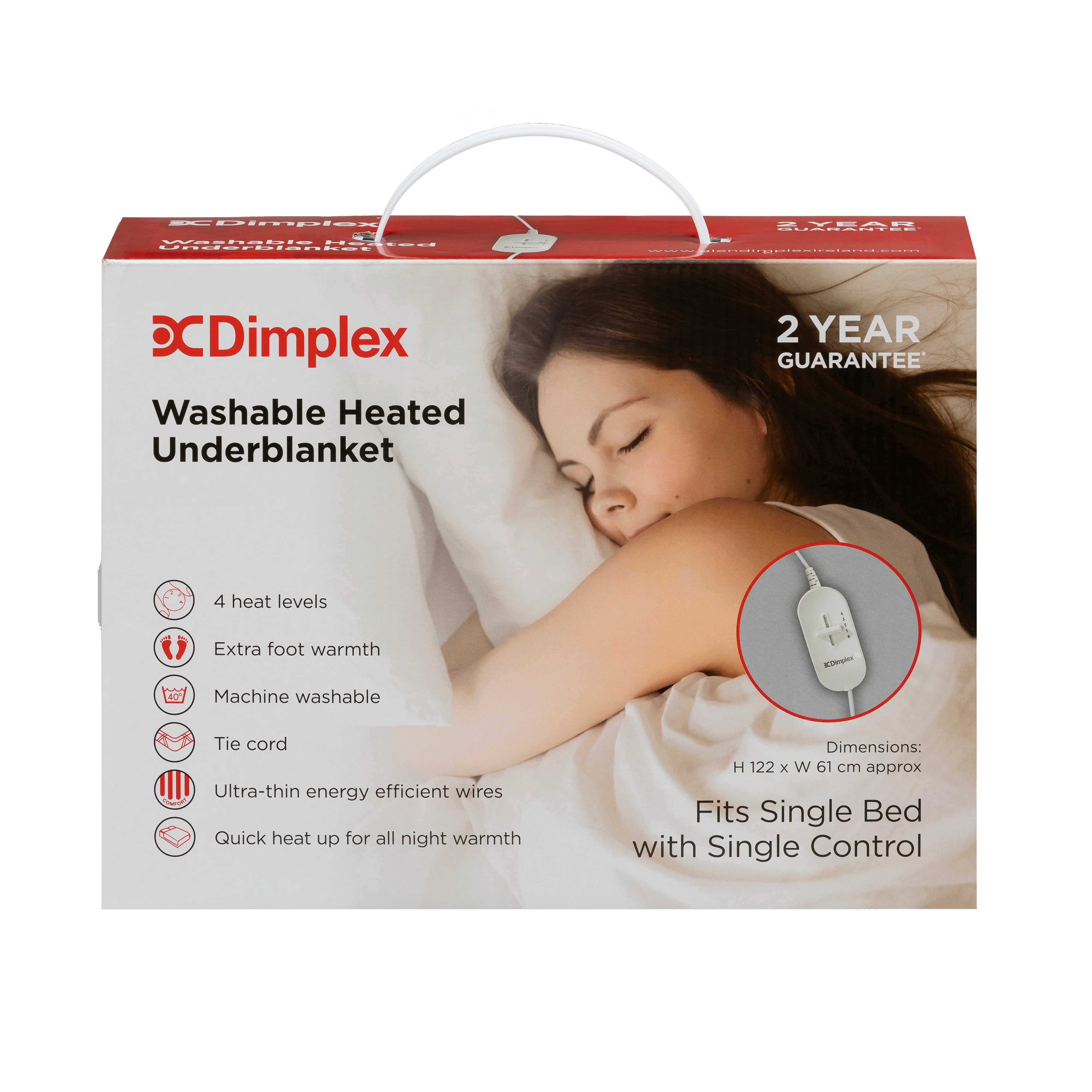 Dimplex Single Washable Electric Heated Underblanket - White | DUB1001 - Image 3