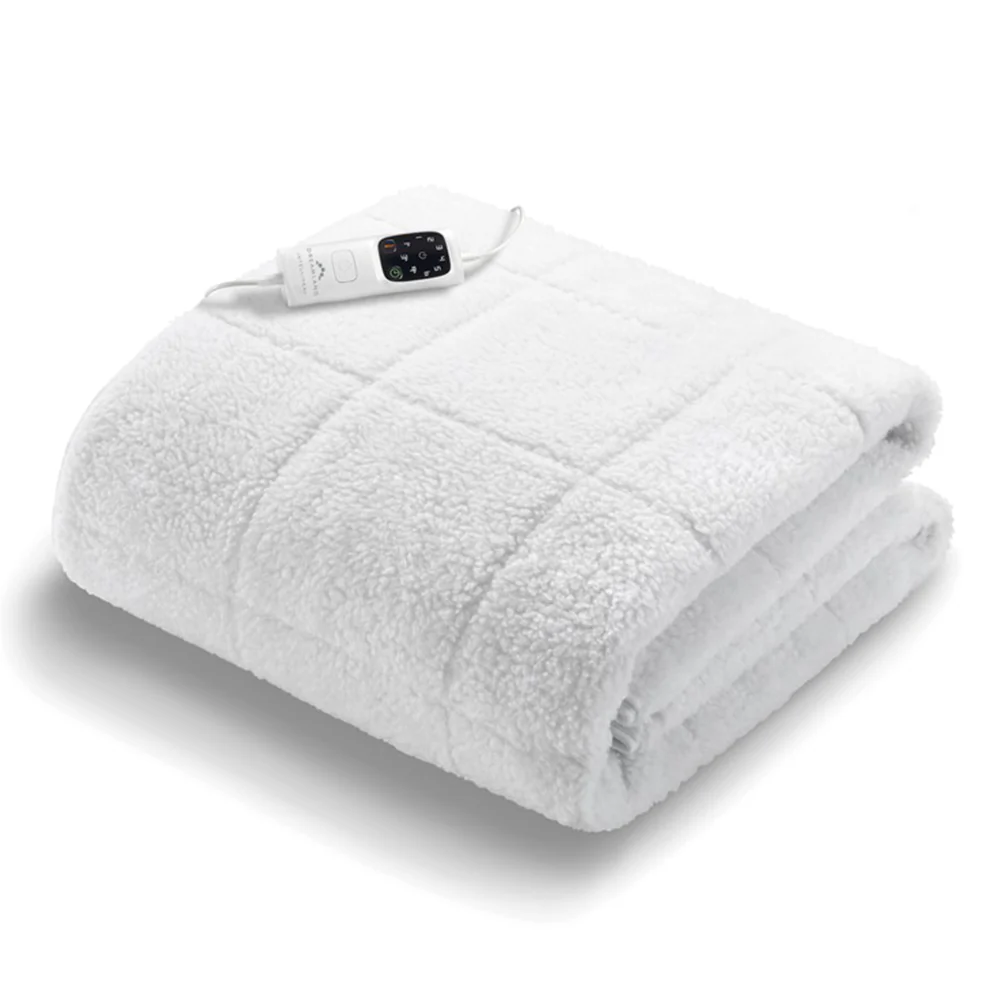 Dreamland Hunker Down Scandi Sherpa Single Underblanket with Single Controller - White | 16694C