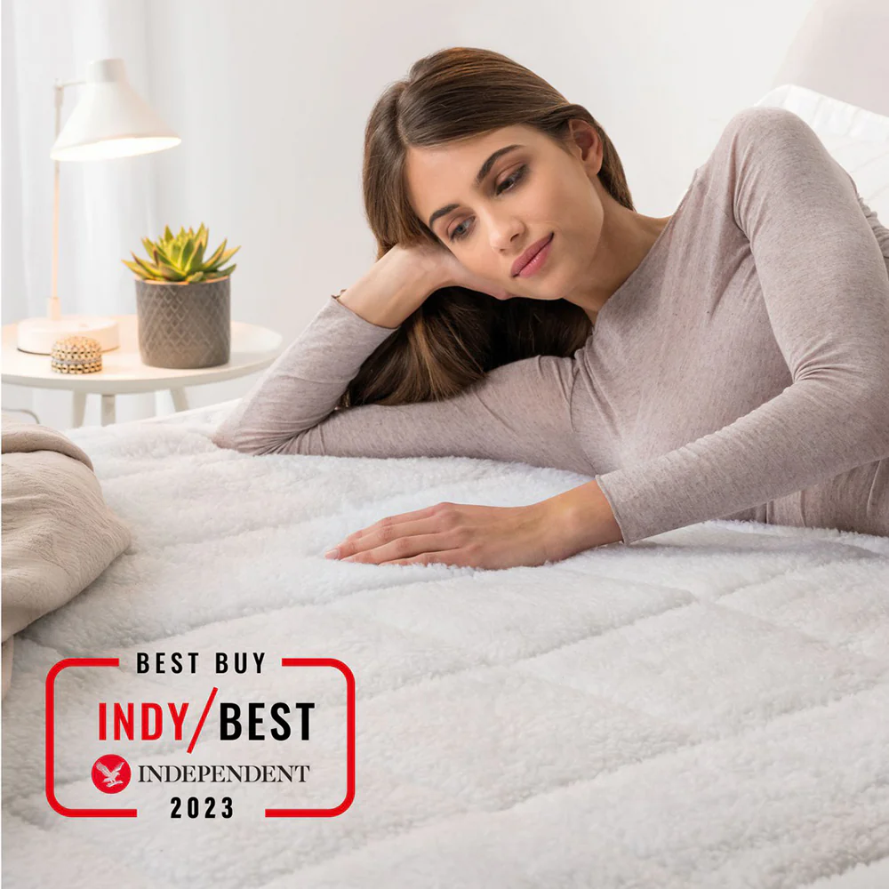 Dreamland Hunker Down Scandi Sherpa Single Underblanket with Single Controller - White | 16694C - Image 7