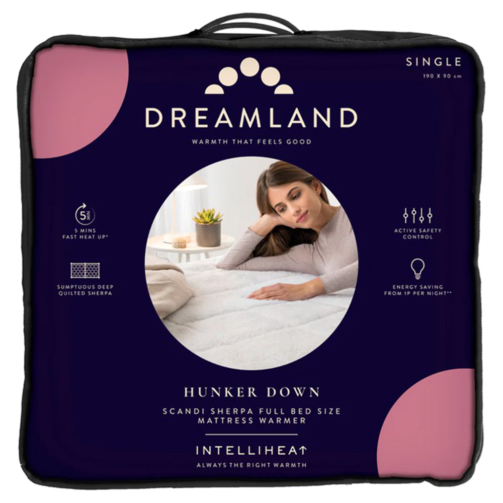 Dreamland Hunker Down Scandi Sherpa Single Underblanket with Single Controller - White | 16694C - Image 8