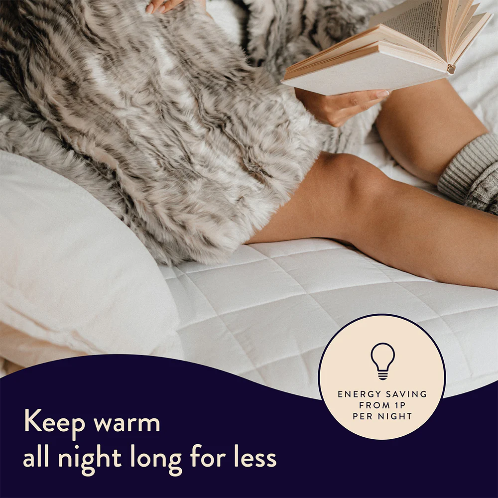 Dreamland Snowed In Organic Cotton Warming Mattress Protector with Dual Controllers - White | 16888 - Image 3