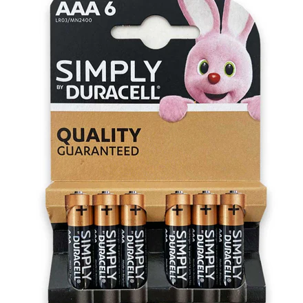 Duracell Simply AAA Battery - Pack of 6 | 2400B6