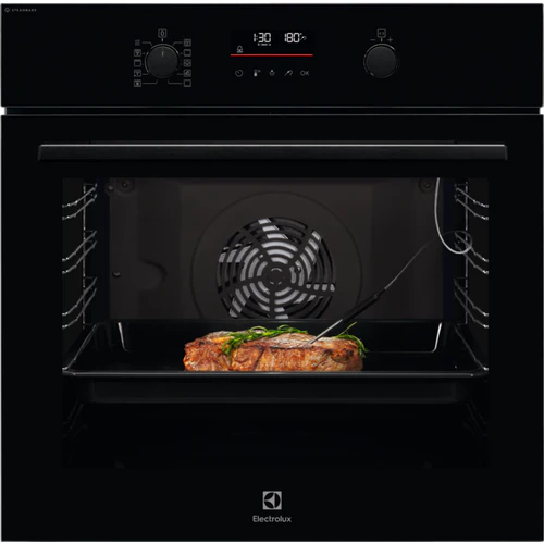 Electrolux 600 SteamBake 72L Built-In Multifunction Electric Single Oven - Black | EOD6C46K2