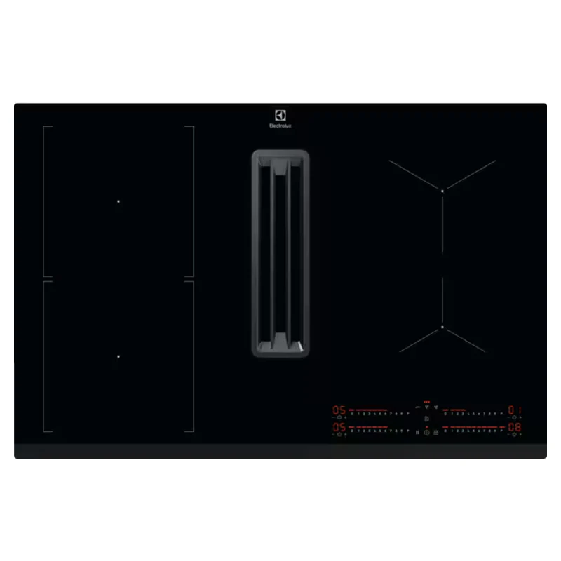 Electrolux 80CM 4 Zone Induction Combo Hob Hood - Black | LCC83443