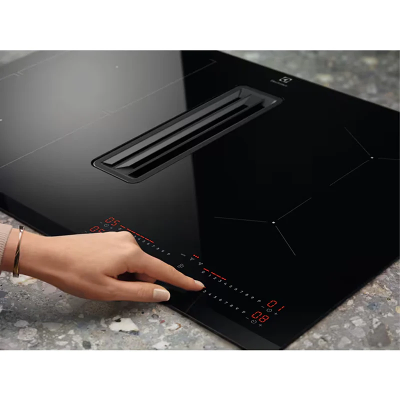 Electrolux 80CM 4 Zone Induction Combo Hob Hood - Black | LCC83443 - Image 2