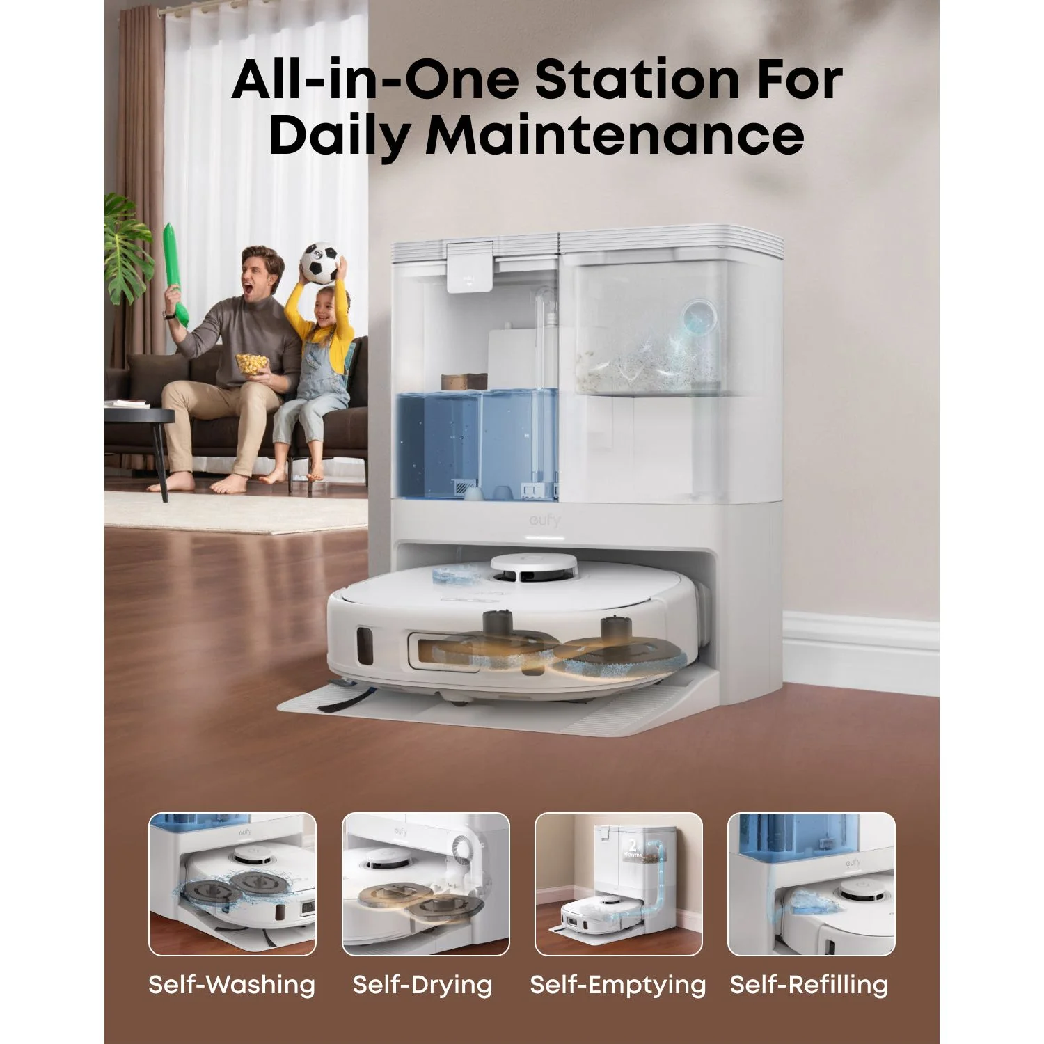 Eufy X10 Pro Omni Robot Vacuum and Mop with All-in-One Station- White | T2351221 - Image 11