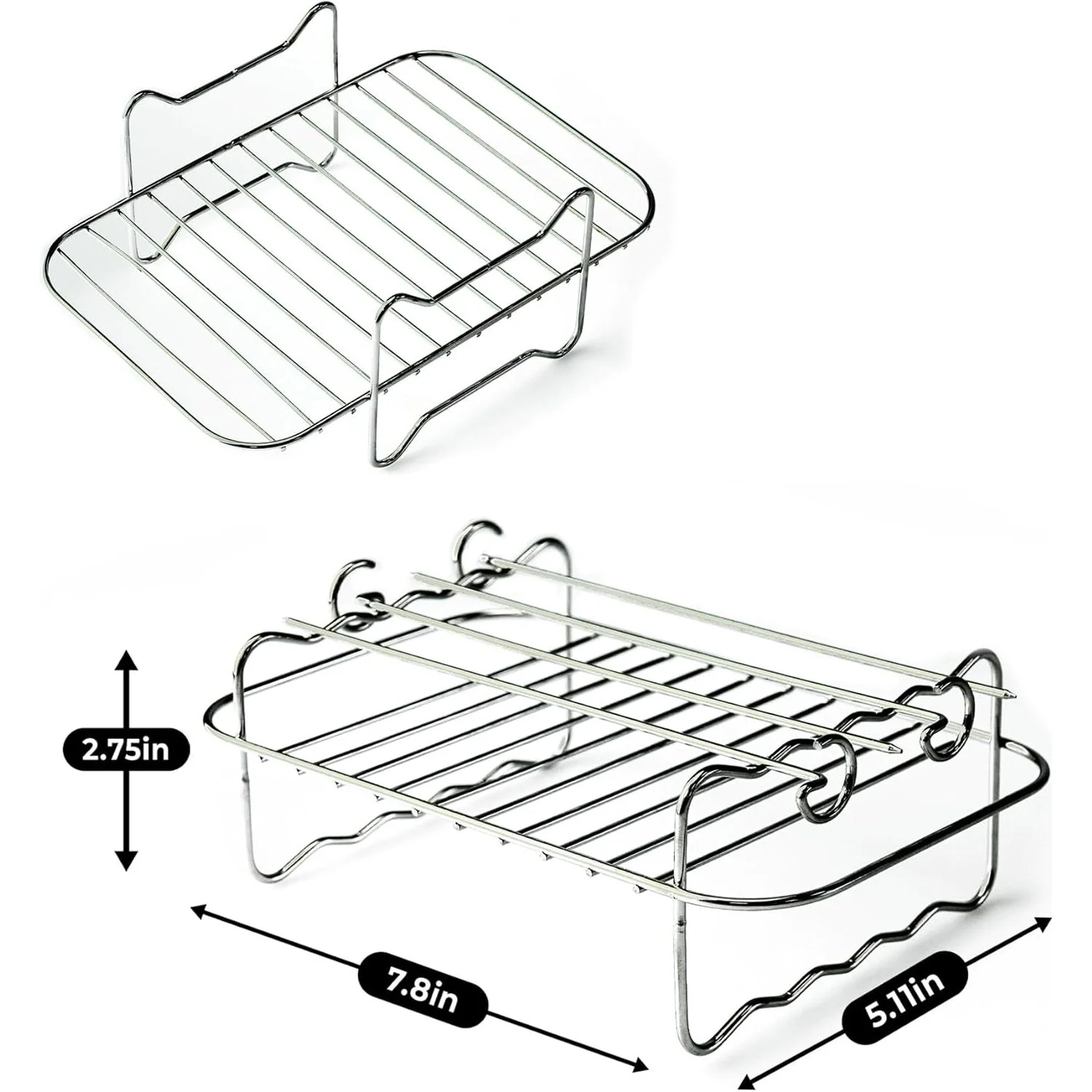 Fleming Metal Air Fryer Rack With Skewers - Stainless Steel | 323744 - Image 2