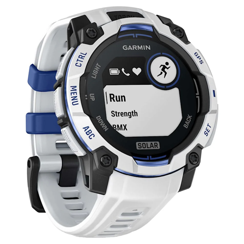 Garmin Instinct 3 45MM Solar Smart Watch with Whitestone and Bolt Blue Band - Whitestone | 49-GAR-010-02934-03 - Image 2