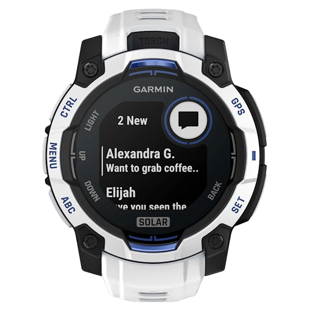 Garmin Instinct 3 45MM Solar Smart Watch with Whitestone and Bolt Blue Band - Whitestone | 49-GAR-010-02934-03 - Image 7
