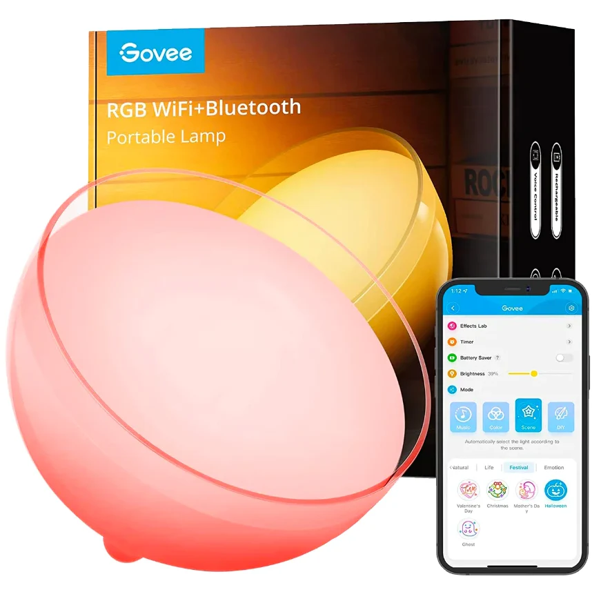 Govee Ambient RGBWW Portable Smart Table Lamp | H6058201-OF-UK