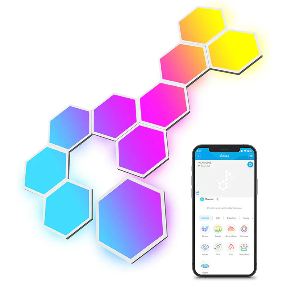 Govee Glide Hexa Light Panels Pack of 10 - Multicolour | B6061201-OF-UK - Image 2