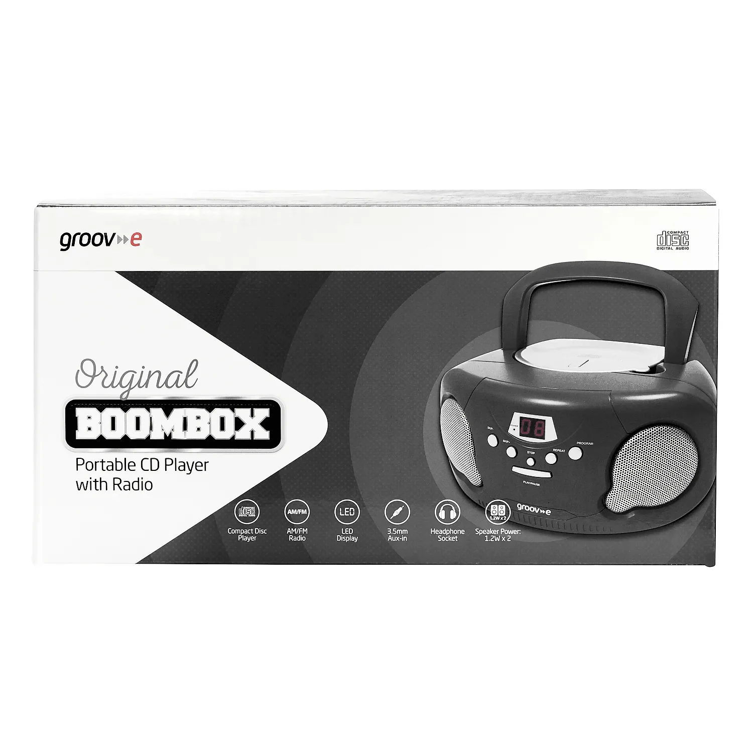 Groov-e Portable CD Player with Radio - Black | GVPS733BLK - Image 3