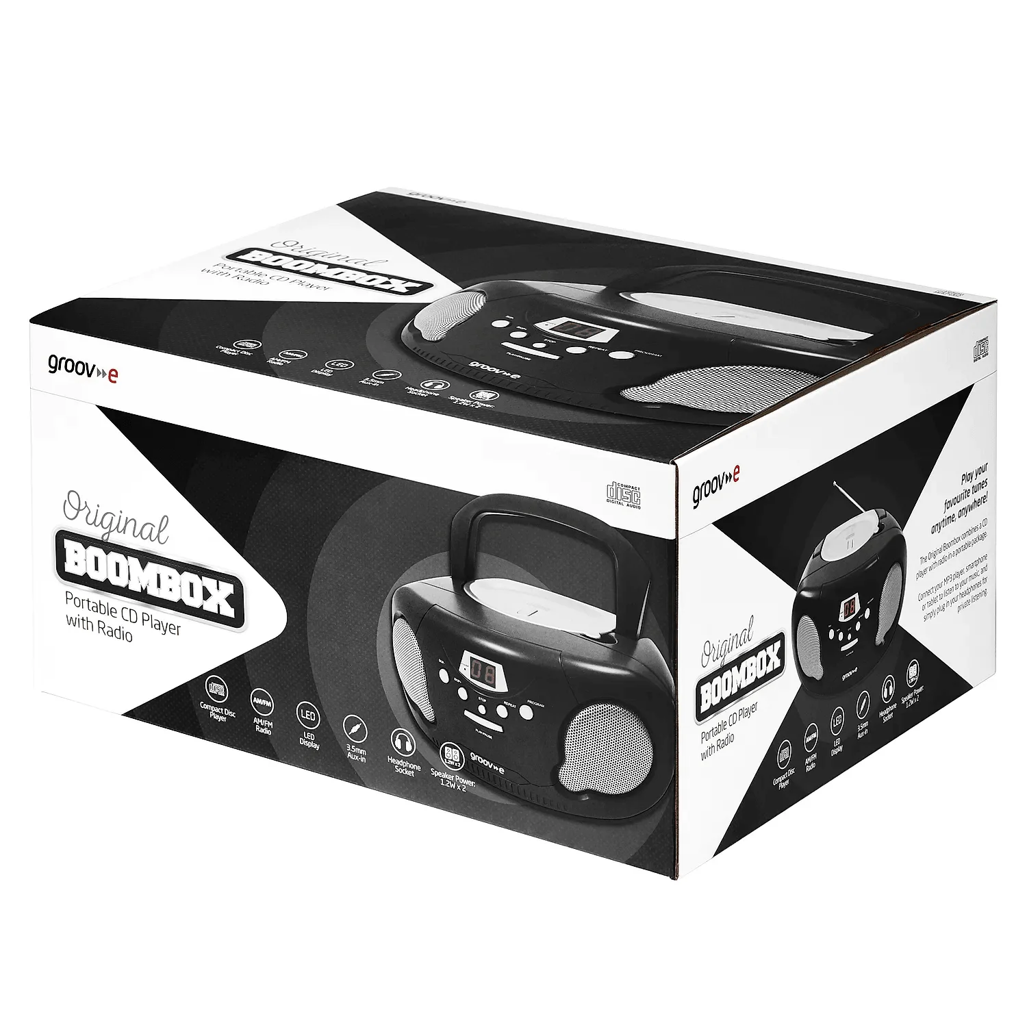 Groov-e Portable CD Player with Radio - Black | GVPS733BLK - Image 4