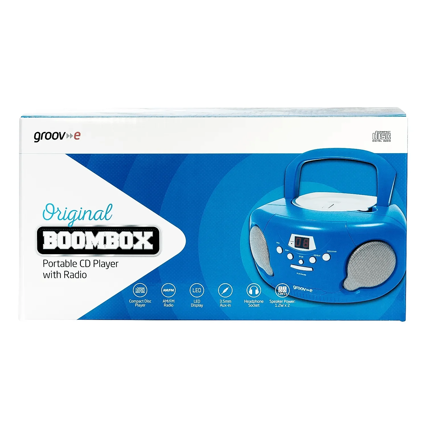 Groov-e Portable CD Player with Radio - Blue | GVPS733BE - Image 3
