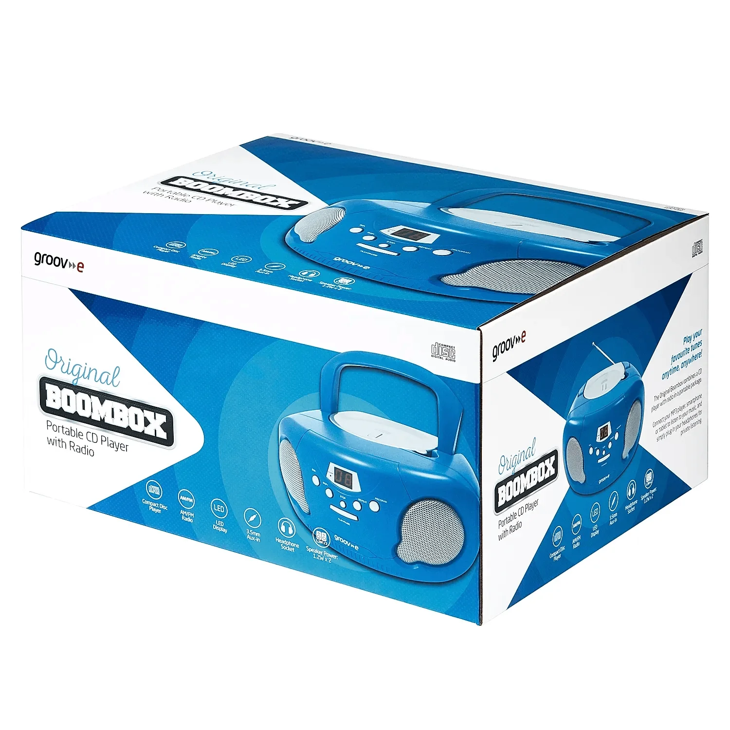 Groov-e Portable CD Player with Radio - Blue | GVPS733BE - Image 4