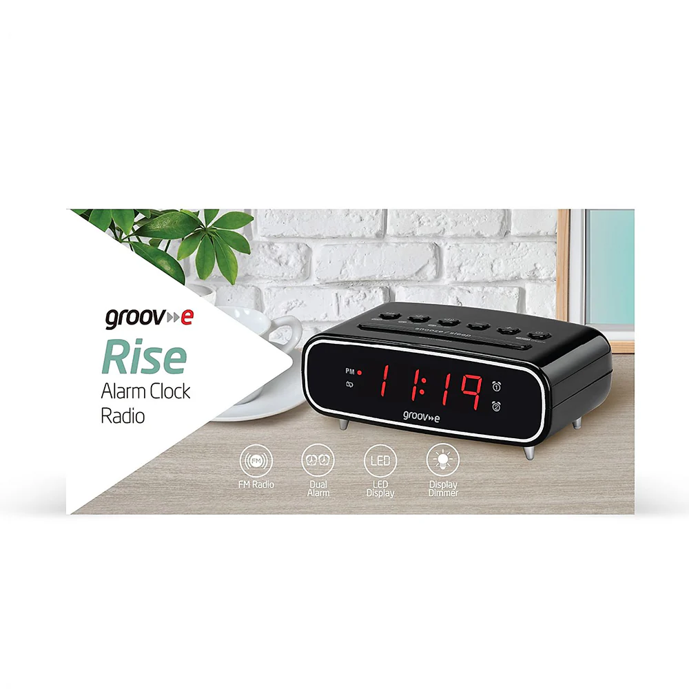 Groov-e Rise Alarm Clock Radio - Black | GVCR05BK - Image 2