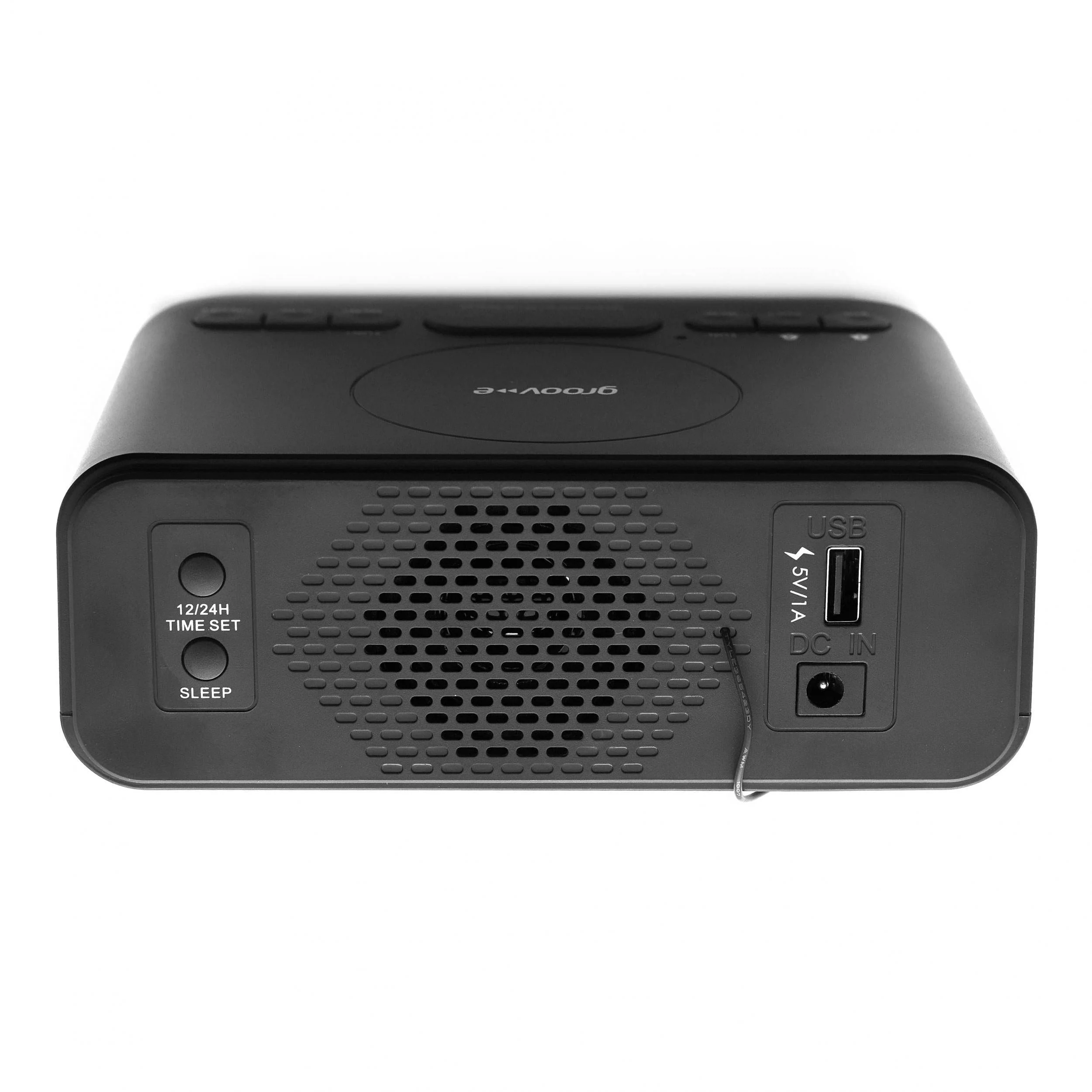 Groov-E FM Alarm Clock Radio with USB & Wireless Charging - Black | GVWC06BK - Image 5