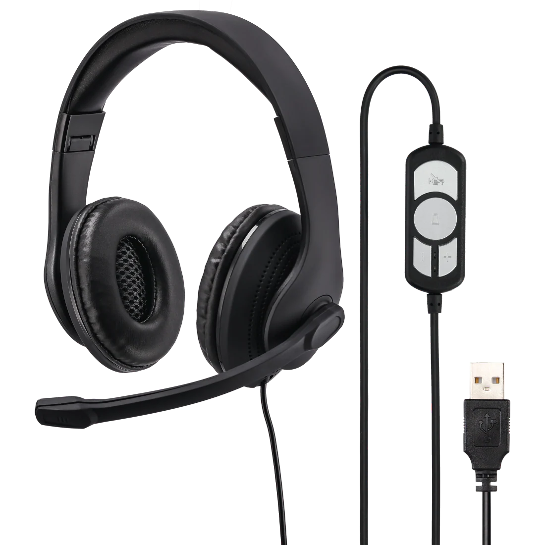 Hama HS-USB300 Over-Ear PC Office Stereo Headset - Black | 419682