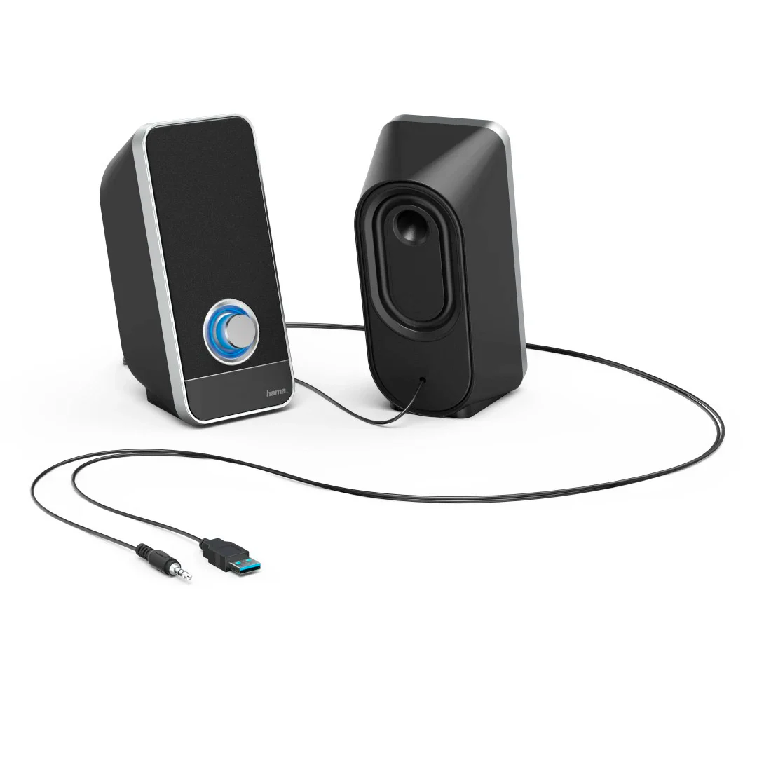 Hama LS-206 PC Wired Speakers - Black & Silver | 324993 - Image 2