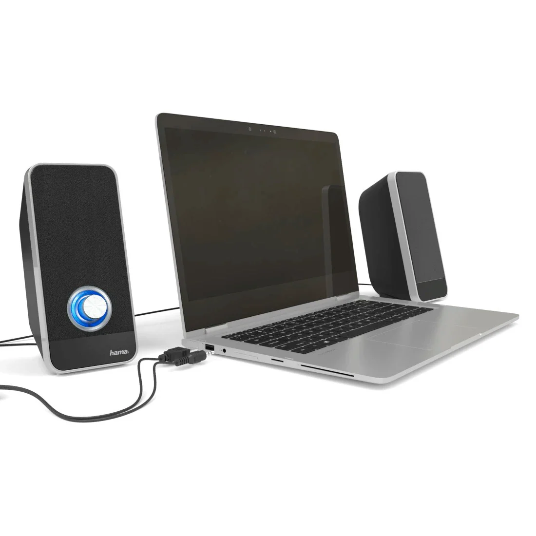 Hama LS-206 PC Wired Speakers - Black & Silver | 324993 - Image 7