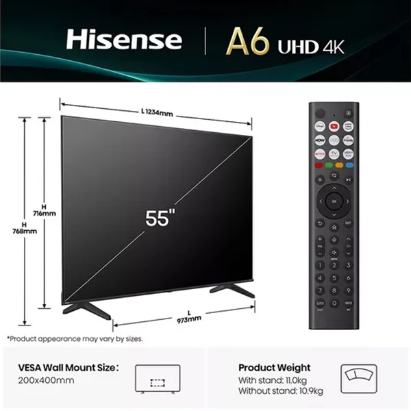 Hisense A6Q 55" 4K Smart TV - Black | 55A61Q - Image 11