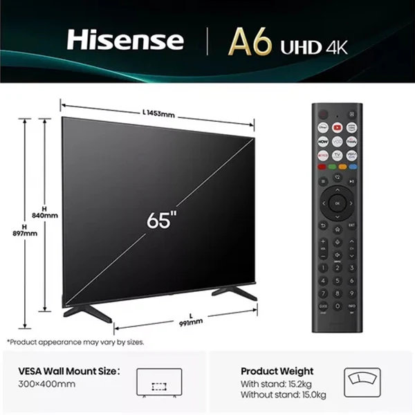 Hisense A6Q 65" 4K Smart TV - Black | 65A61Q - Image 11