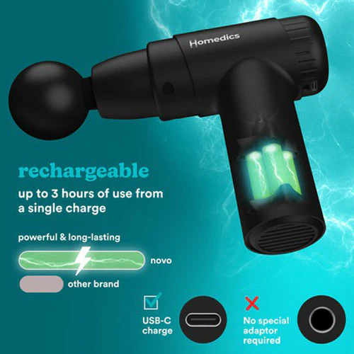 Homedics NOVO Mini Massage Gun - Black | PGM-45BK - Image 4