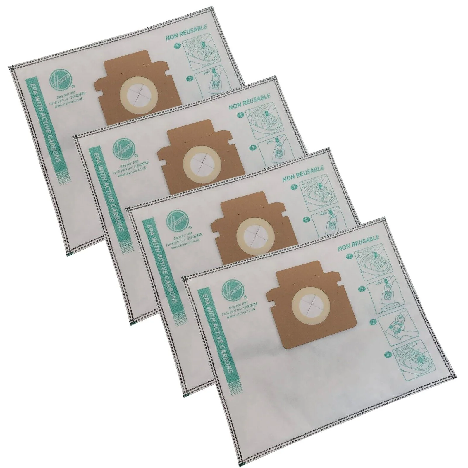 Hoover H90 Vacuum Cleaner Bags H-Energy 300 4 Pieces - White | 35602734 - Image 6