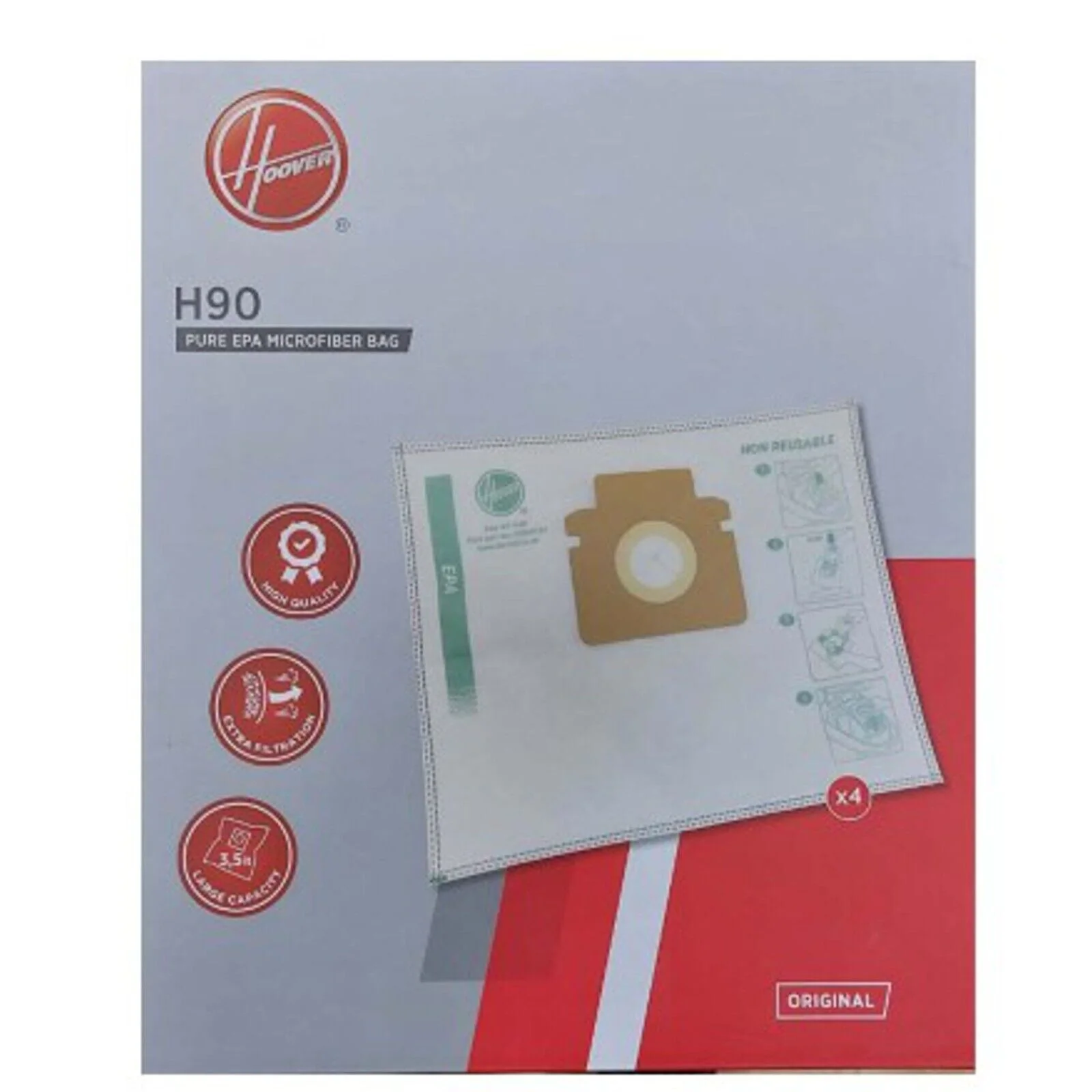 Hoover H90 Vacuum Cleaner Bags H-Energy 300 4 Pieces - White | 35602734 - Image 8
