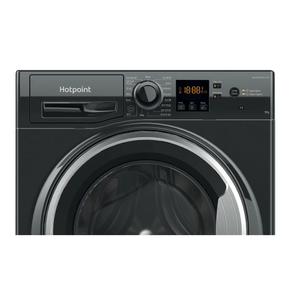 Hotpoint 9KG 1400RPM Freestanding Washing Machine - Black | HNR9W64BSIRE - Image 4