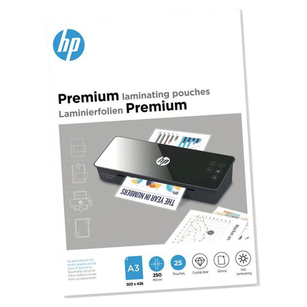 HP A3 250 Micron Premium Laminating Pouches - Transparent | HP9128
