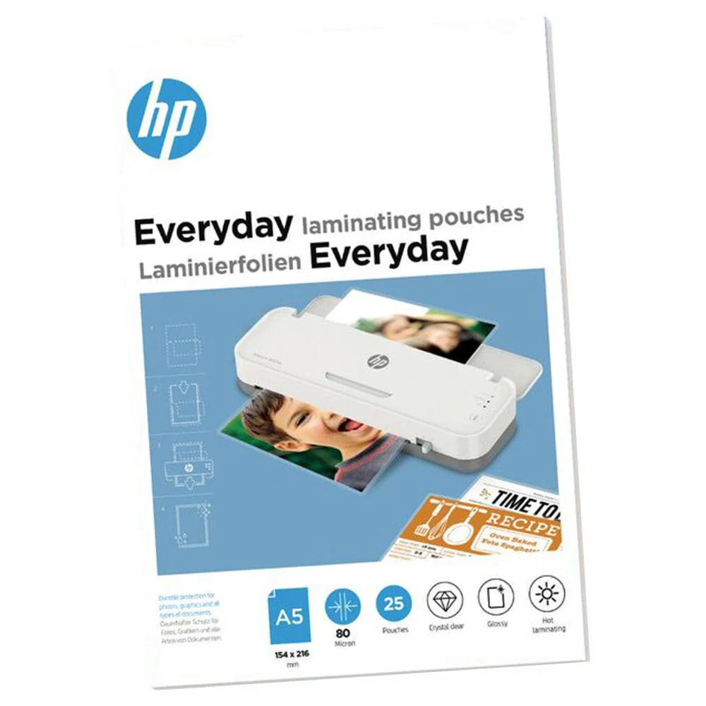 HP A5 80 Micron Everyday Laminating Pouches - Transparent | HP9155