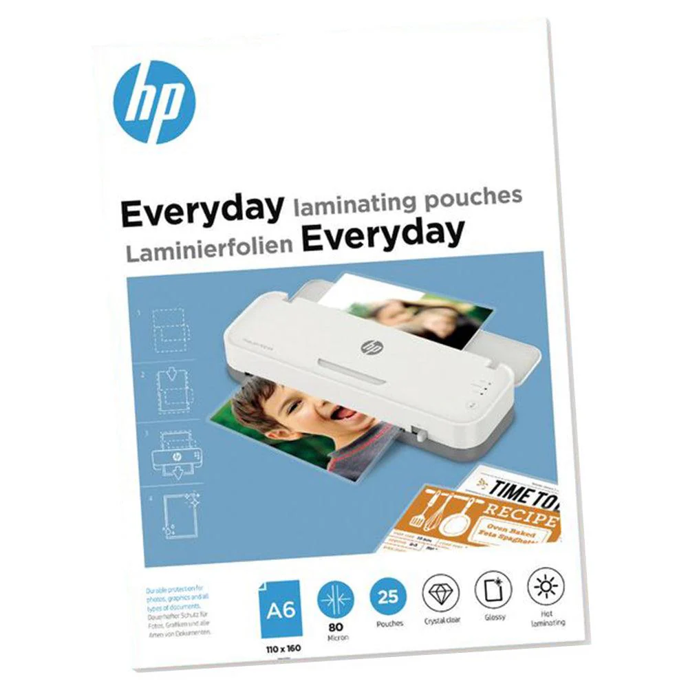 HP A6 80 Micron Everyday Laminating Pouches - Transparent | HP9156