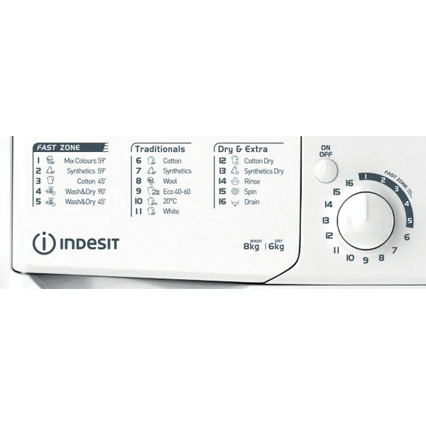 Indesit 8KG/6KG 1351RPM Freestanding Washer Dryer - White | EWDE861483W - Image 4