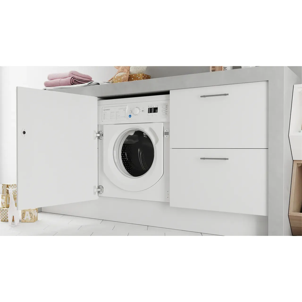 Indesit 9KG 1400RPM Integrated Washing Machine - White | BIWMIL91485UK - Image 4