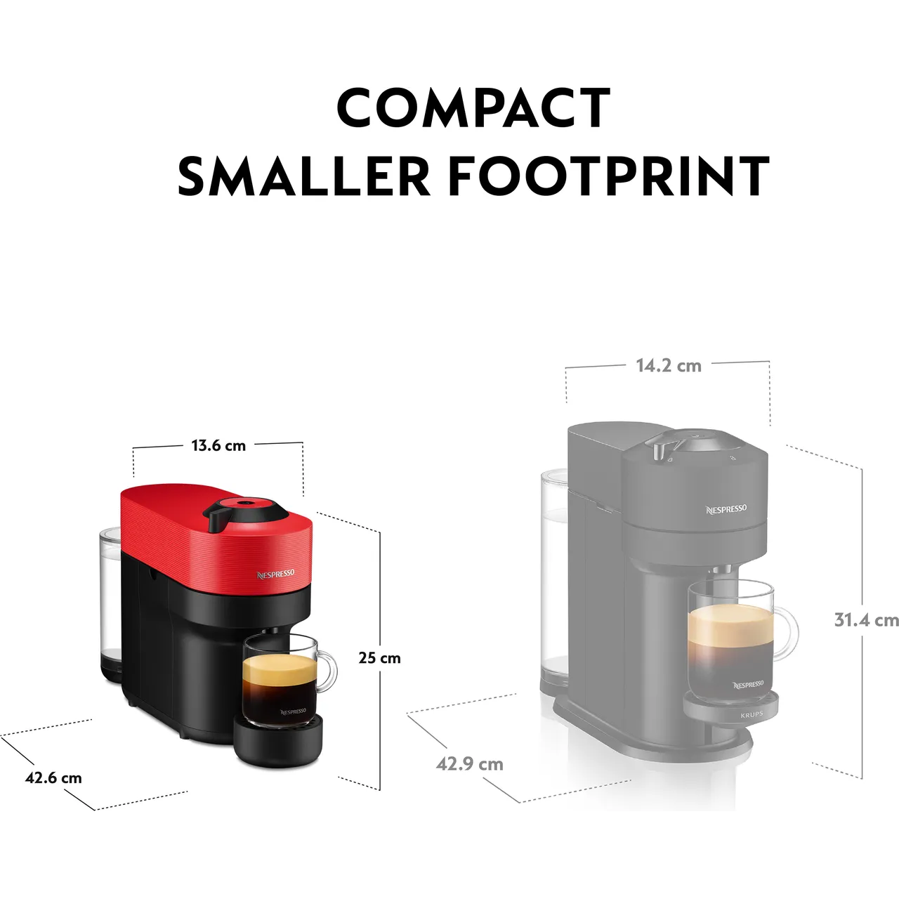 Krups Nespresso Vertuo Pop Pod Coffee Machine - Red | XN920540 - Image 10