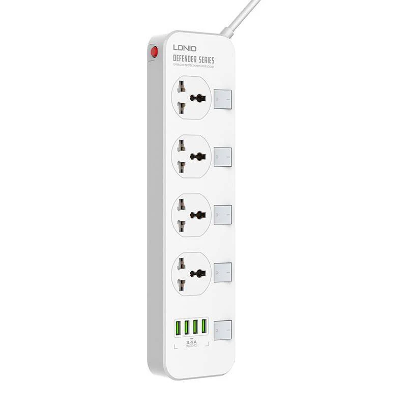 Ldnio 2M 2500W Power Strip with 4 AC Sockets - White | 691441