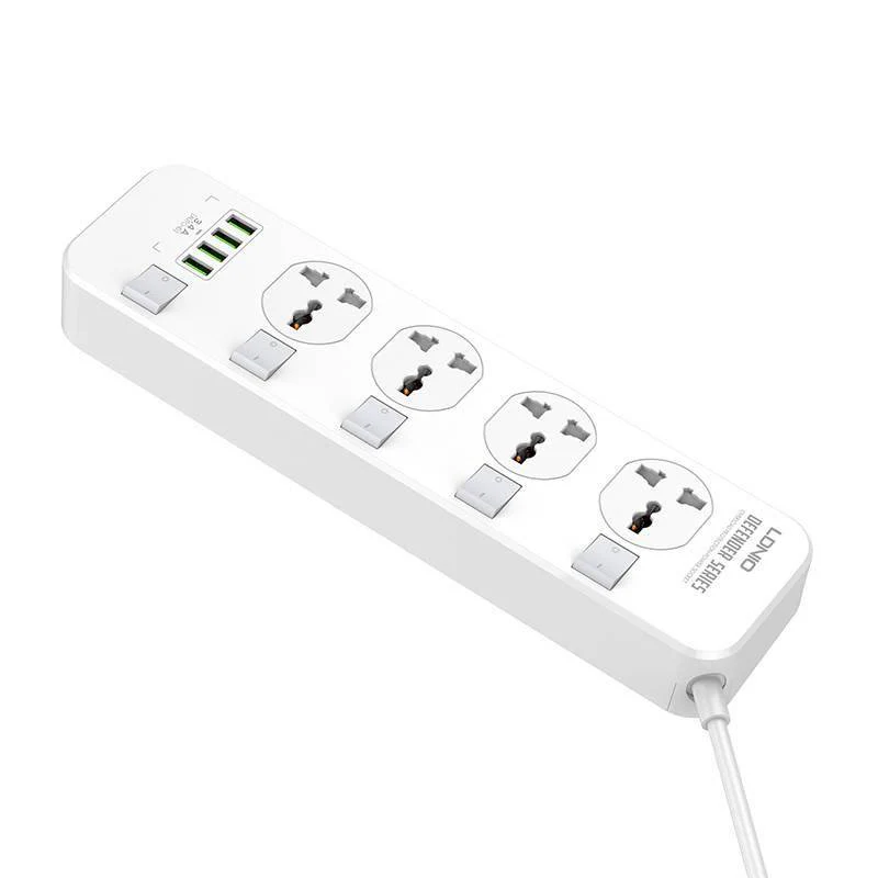 Ldnio 2M 2500W Power Strip with 4 AC Sockets - White | 691441 - Image 3
