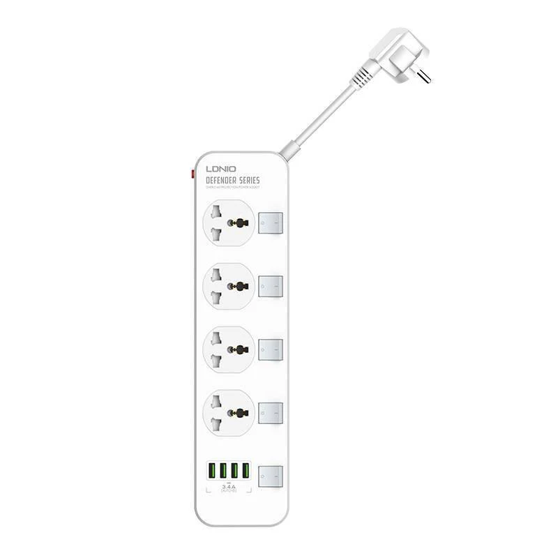 Ldnio 2M 2500W Power Strip with 4 AC Sockets - White | 691441 - Image 5