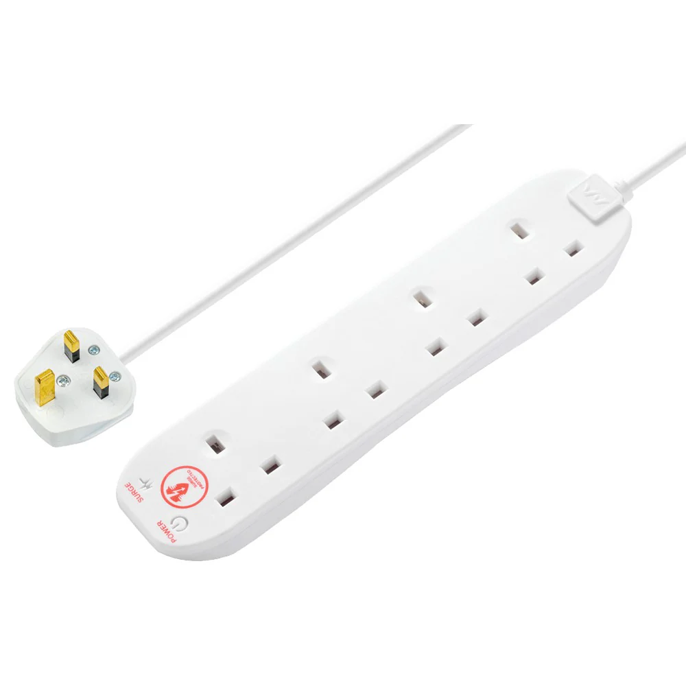 Masterplug 4 Socket Surge Protected Extension Lead - White | SRG4210N-MP
