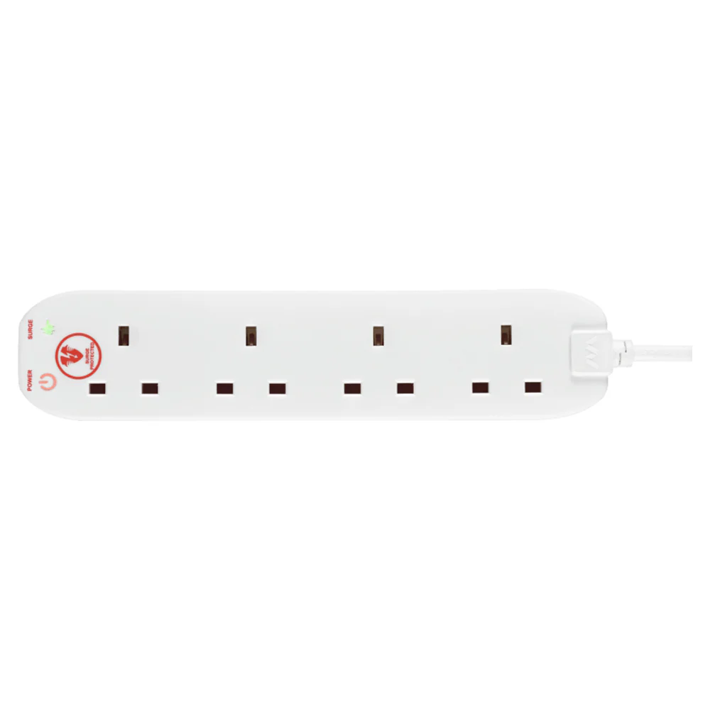 Masterplug 4 Socket Surge Protected Extension Lead - White | SRG44N-MP - Image 2