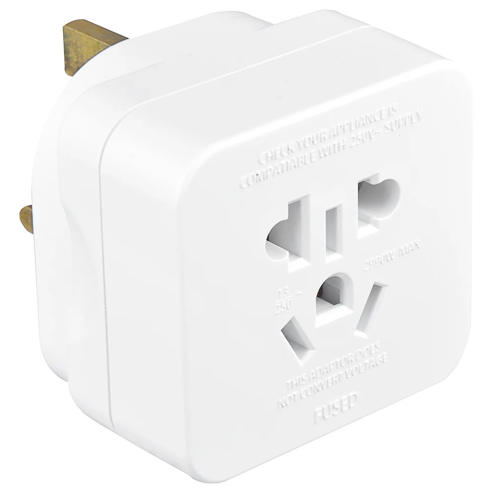 Masterplug UK Travel Adaptor - White | TAVUK-MP