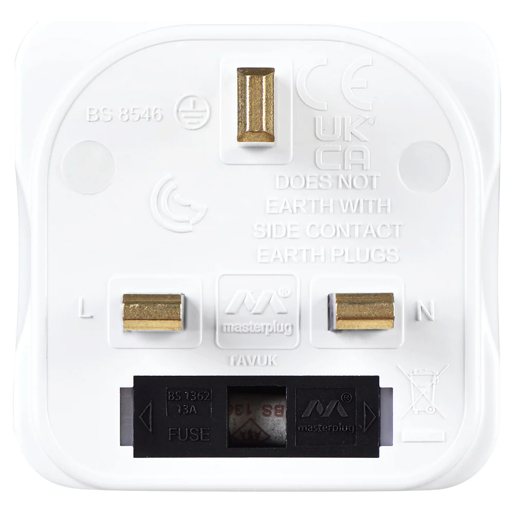 Masterplug UK Travel Adaptor - White | TAVUK-MP - Image 4