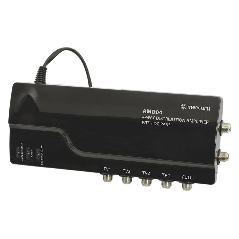 Mercury 4-Way Distribution Amplifier with DC Pass - Black | 130031